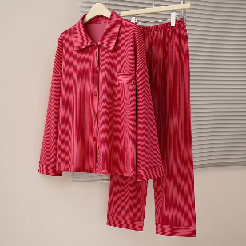 睡衣女春秋季2025新款红色结婚两件套可外穿本命年长袖家居服新婚