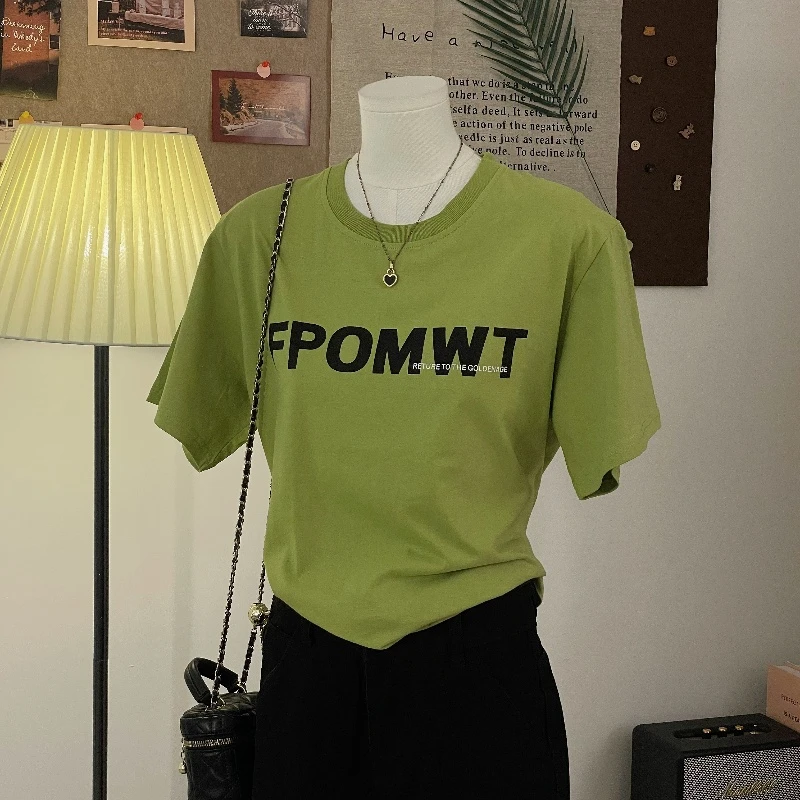 特大码300斤百搭宽松短袖T恤情侣夏季正肩慵懒风美式纯棉男女上衣