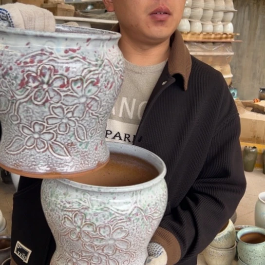 紫砂花盆高21口20————