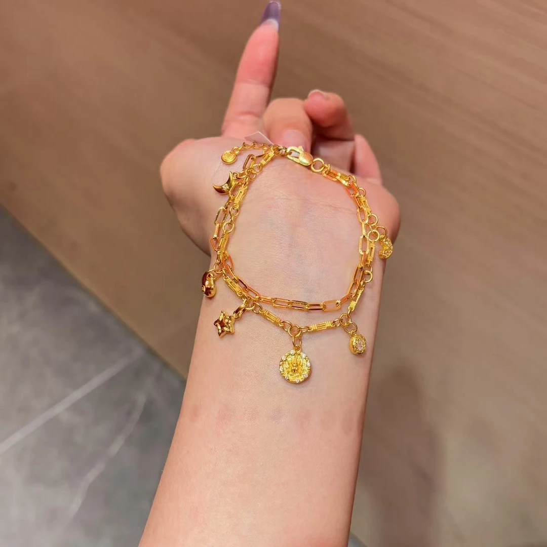 【菠萝珠宝】足金999 双层叠戴黄财神 金重：16.95克