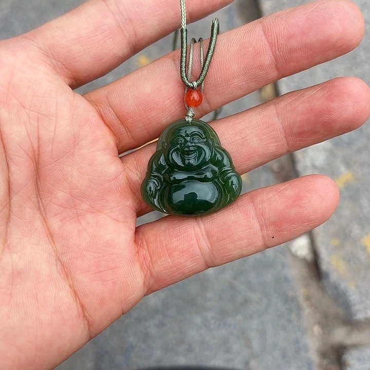 吊坠(不含链)未镶嵌和田玉（碧玉）深绿色