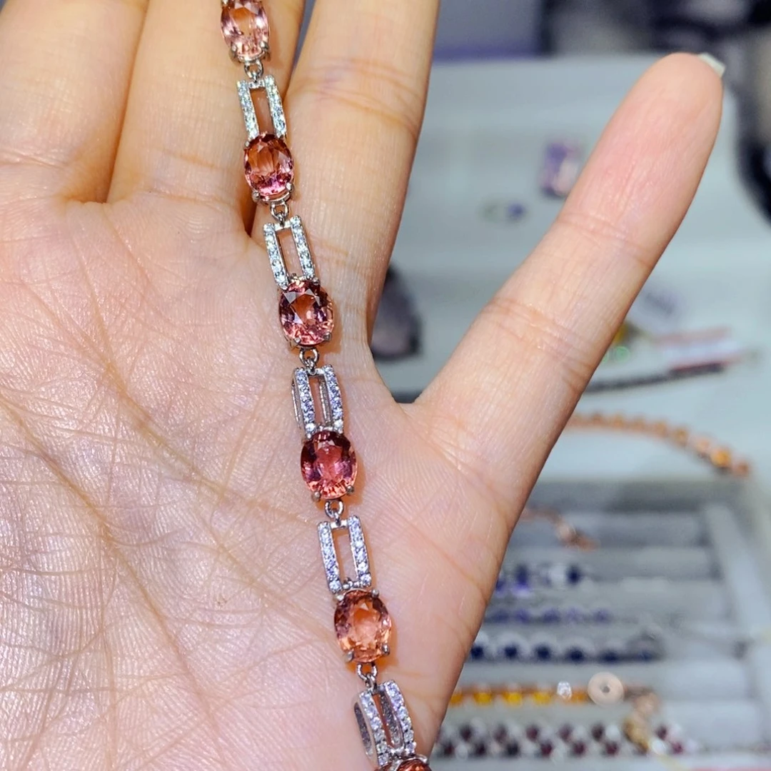 银S925镶嵌手链碧玺