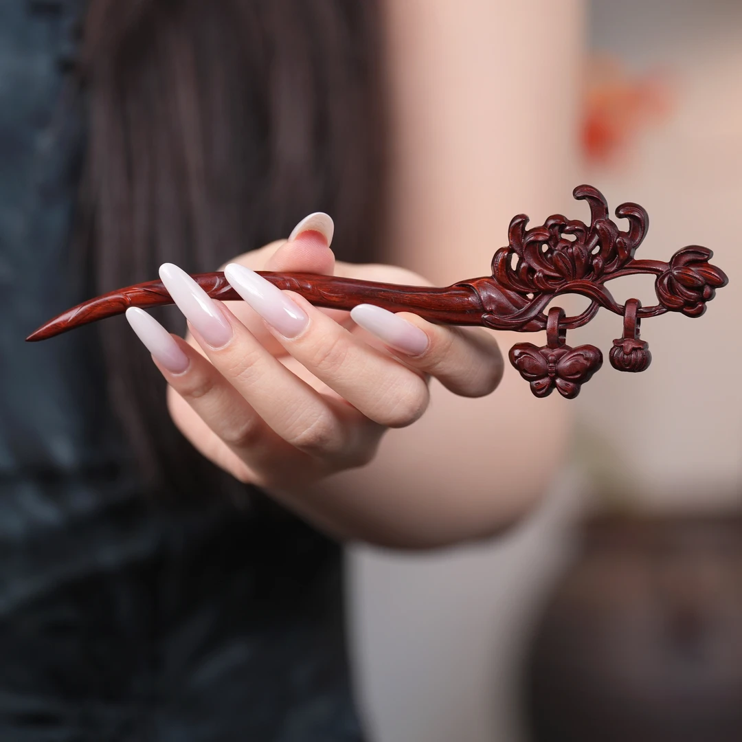 古风高级感忘川彼岸花开发簪中式花朵檀木簪子小众头饰女东方美学