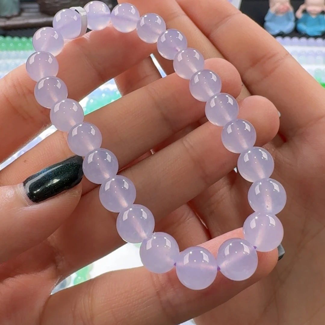 翡翠手链未镶嵌高冰玻粉紫手串卡8 仙！毕业！