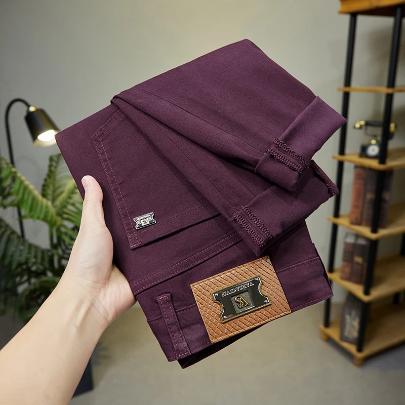 2025春秋季新款潮牌男士修身直筒弹力薄款九分长裤休闲百搭牛仔裤