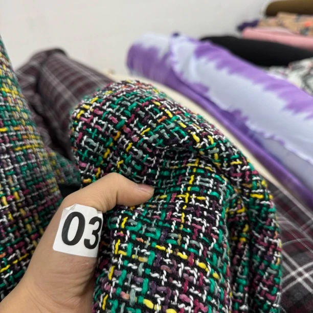 35 重磅七彩编织羊毛小香风面料复合衬3米价