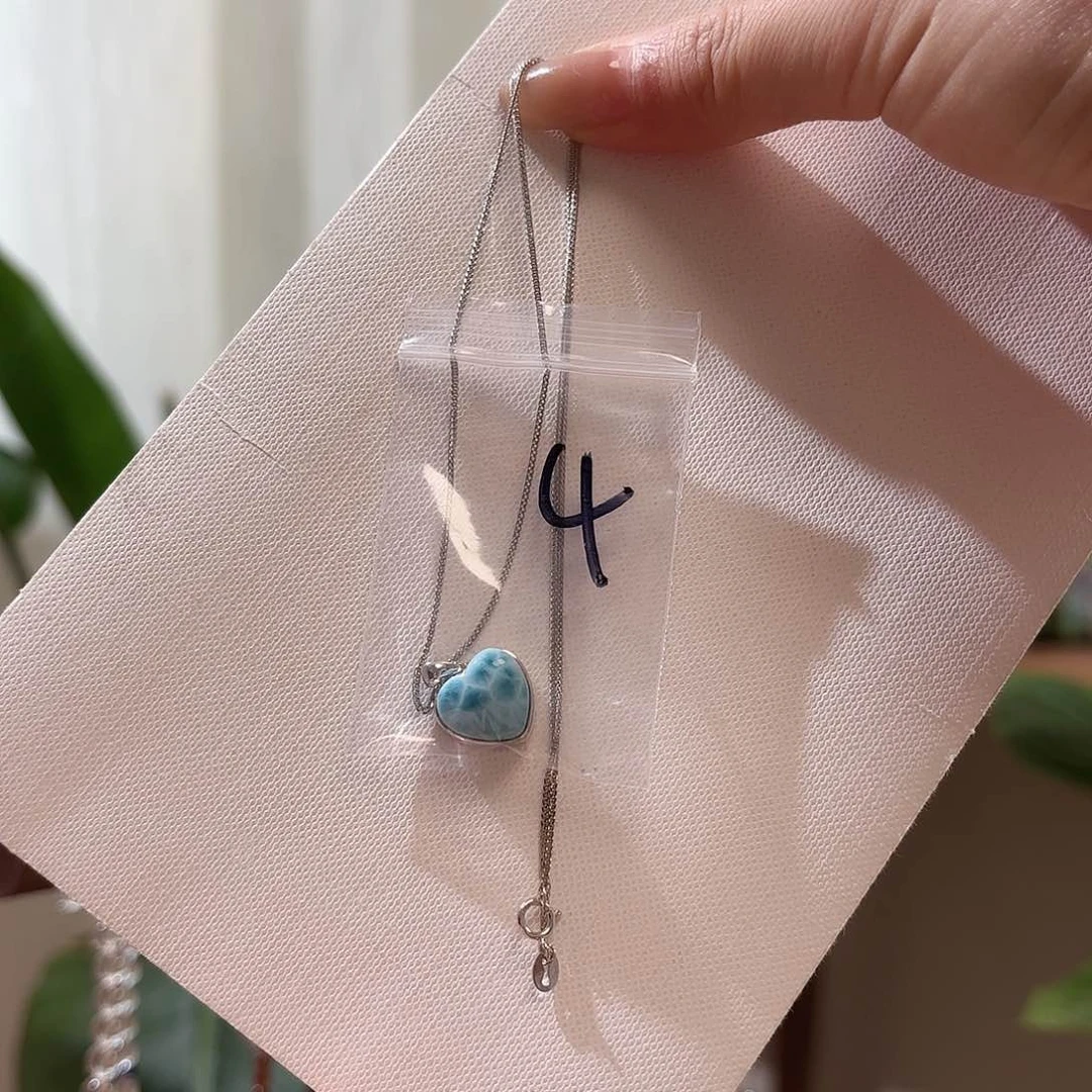 针钠钙石（海纹石）银S925镶嵌颈饰嘶****?4