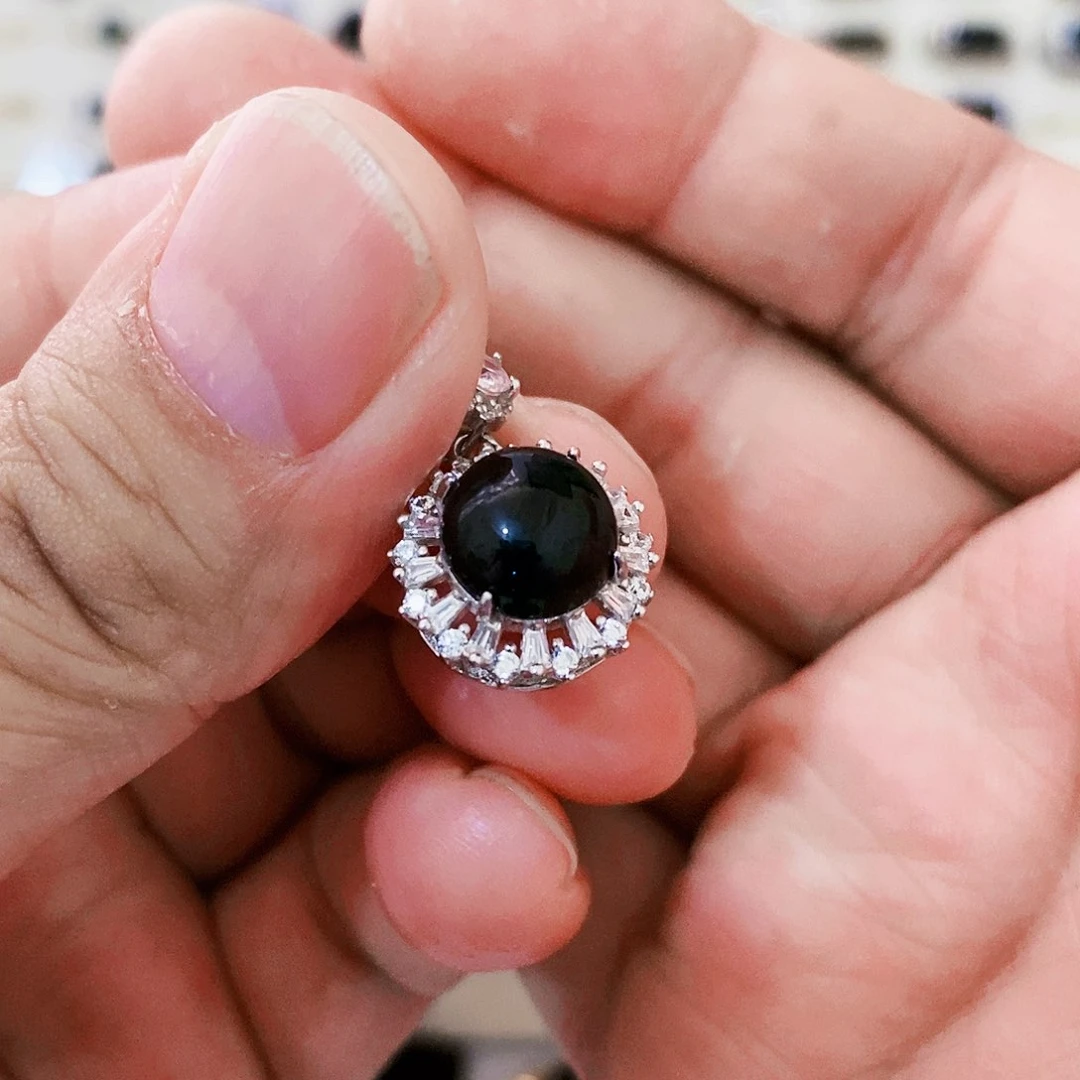 翡翠颈饰银S925镶嵌缅甸天然翡翠