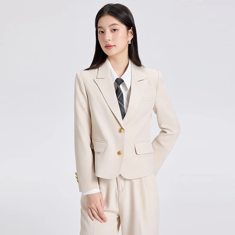 灰色职业西装套装女轻职场2025新款小个子大学生面试通勤正装西服