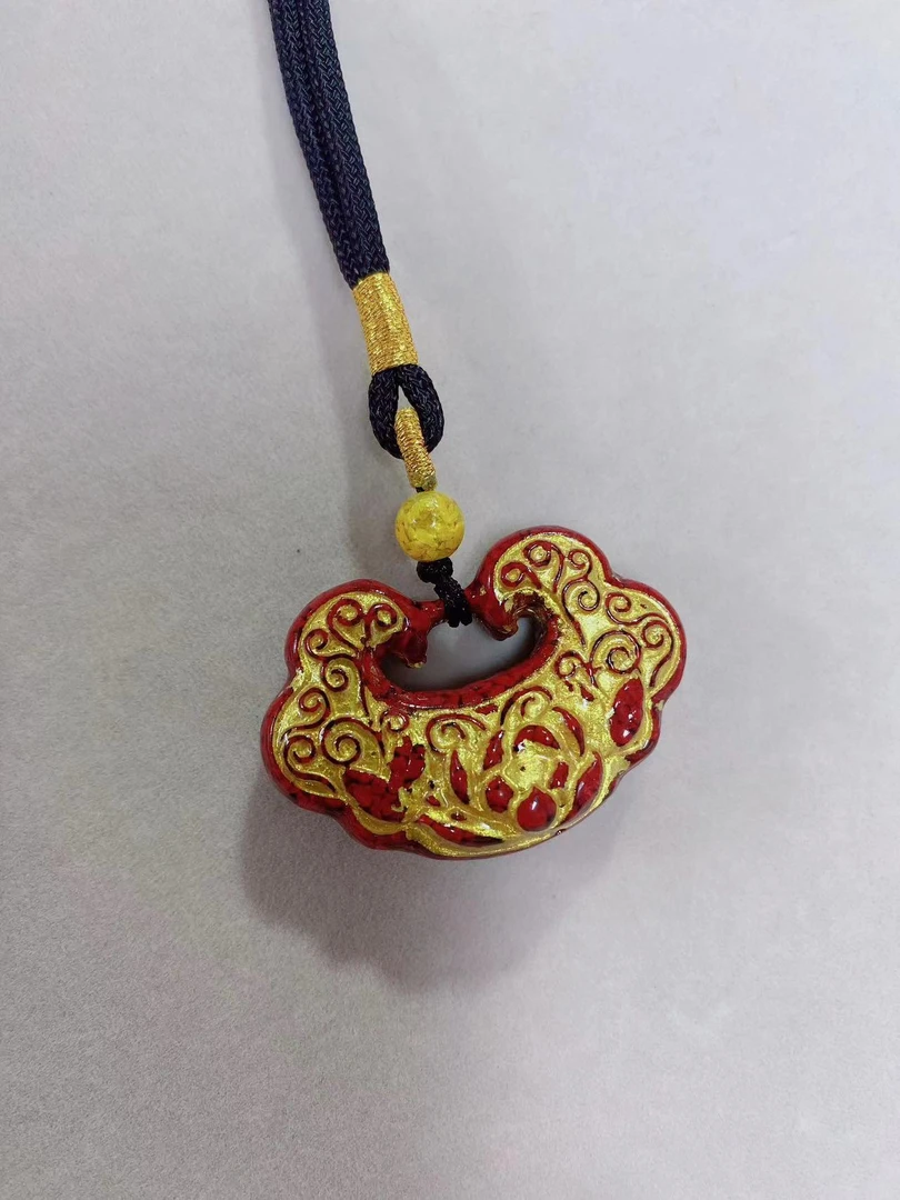 含辰砂工艺品荷花锁 手工定制