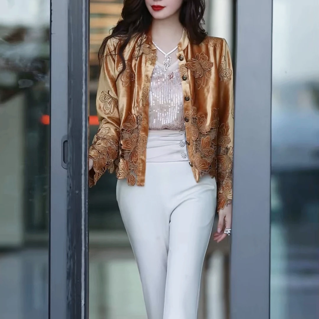 7-13【名门故事】重工时尚休闲气质镂空外套