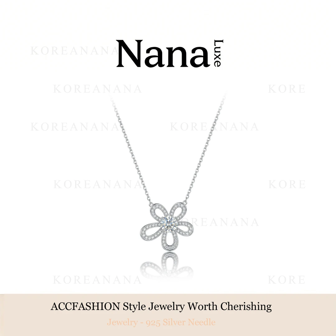 坠链均925银莫桑石 镀白金 莫桑版～人间富贵花轻奢太阳花项链E038