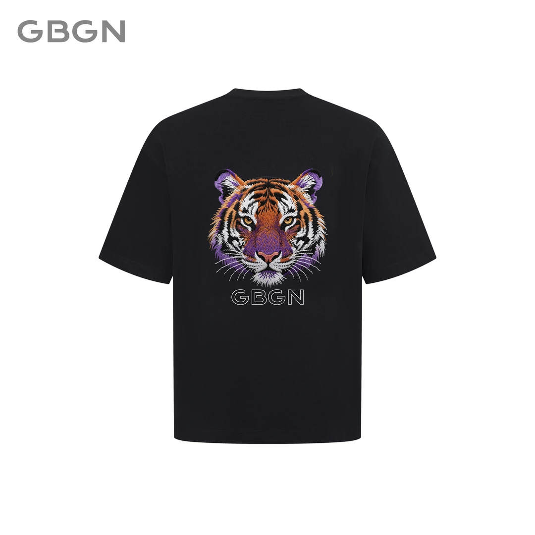 GBGN【帝王虎】光变重工刺绣工艺夏季新款短袖T恤G8005