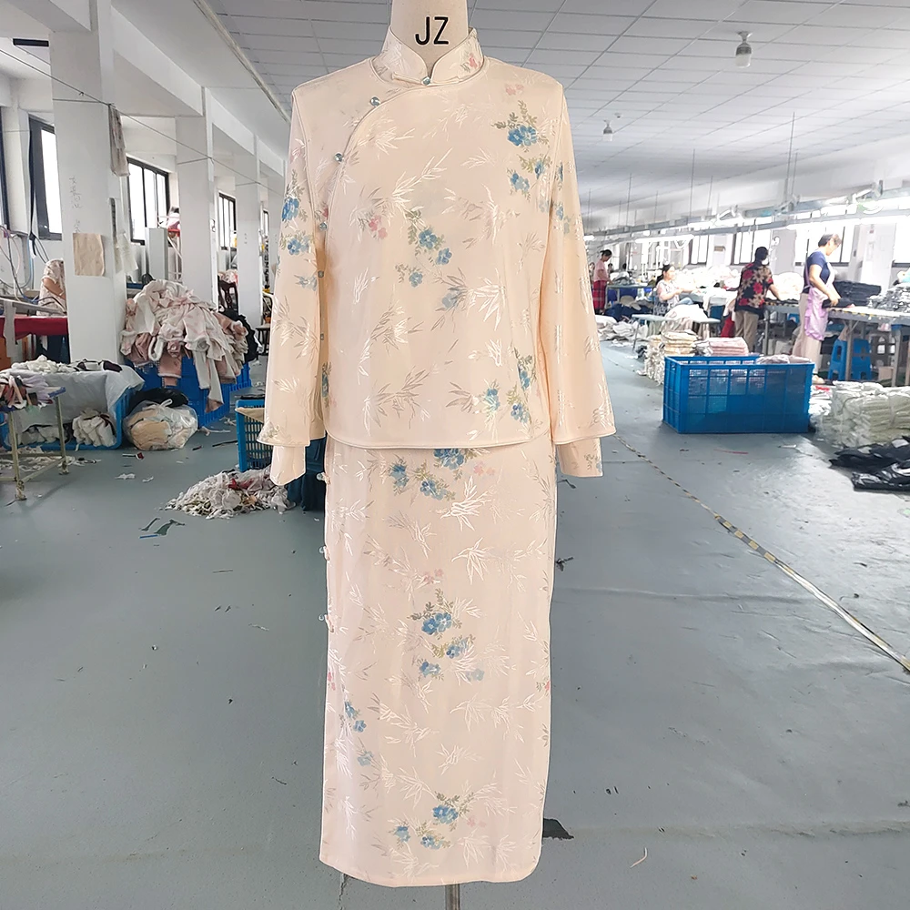 2025秋冬旗袍常规袖长袖印花中国风常规款蕾丝d64