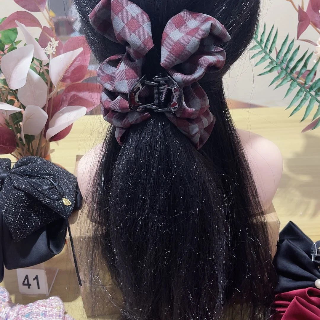 皮质铁合金蝴蝶结发夹