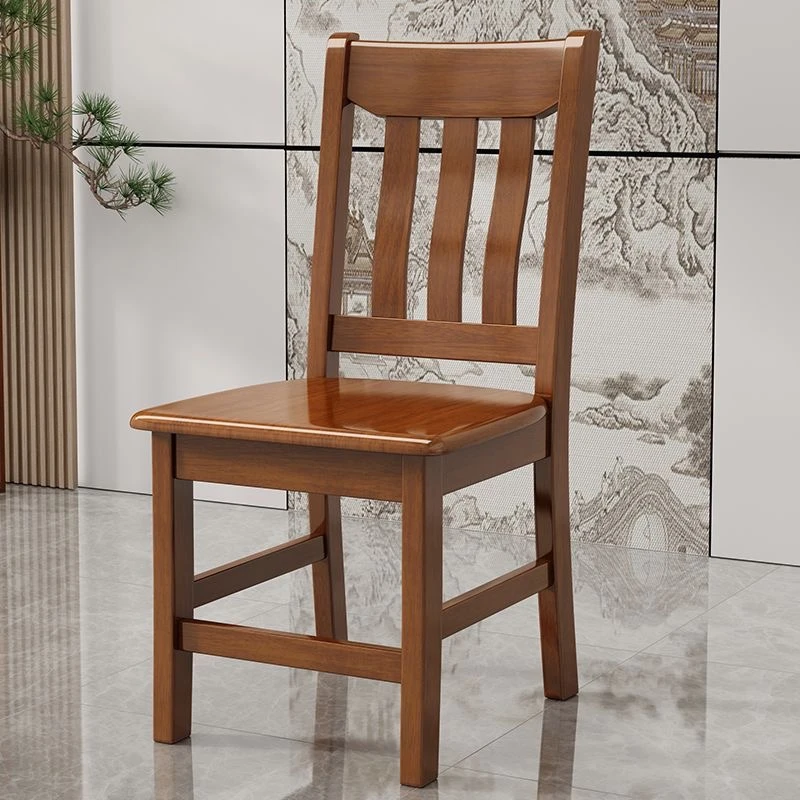 全实木餐椅家用榫卯结构现代中式靠背椅饭店餐厅餐桌椅免安装凳子