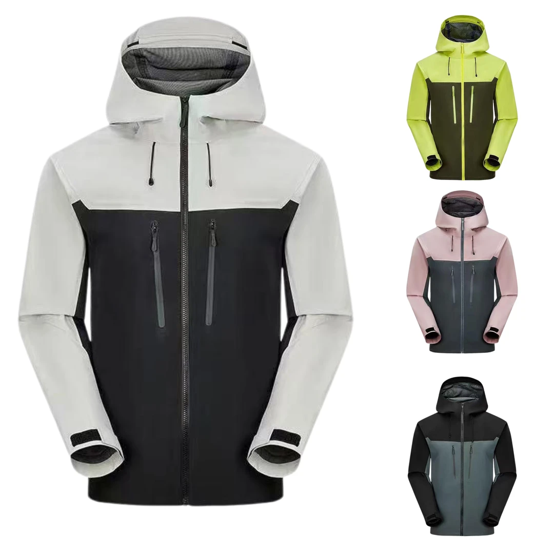 全压胶硬壳冲锋衣特氟龙防风防水防雨户外连帽单冲夹克外套