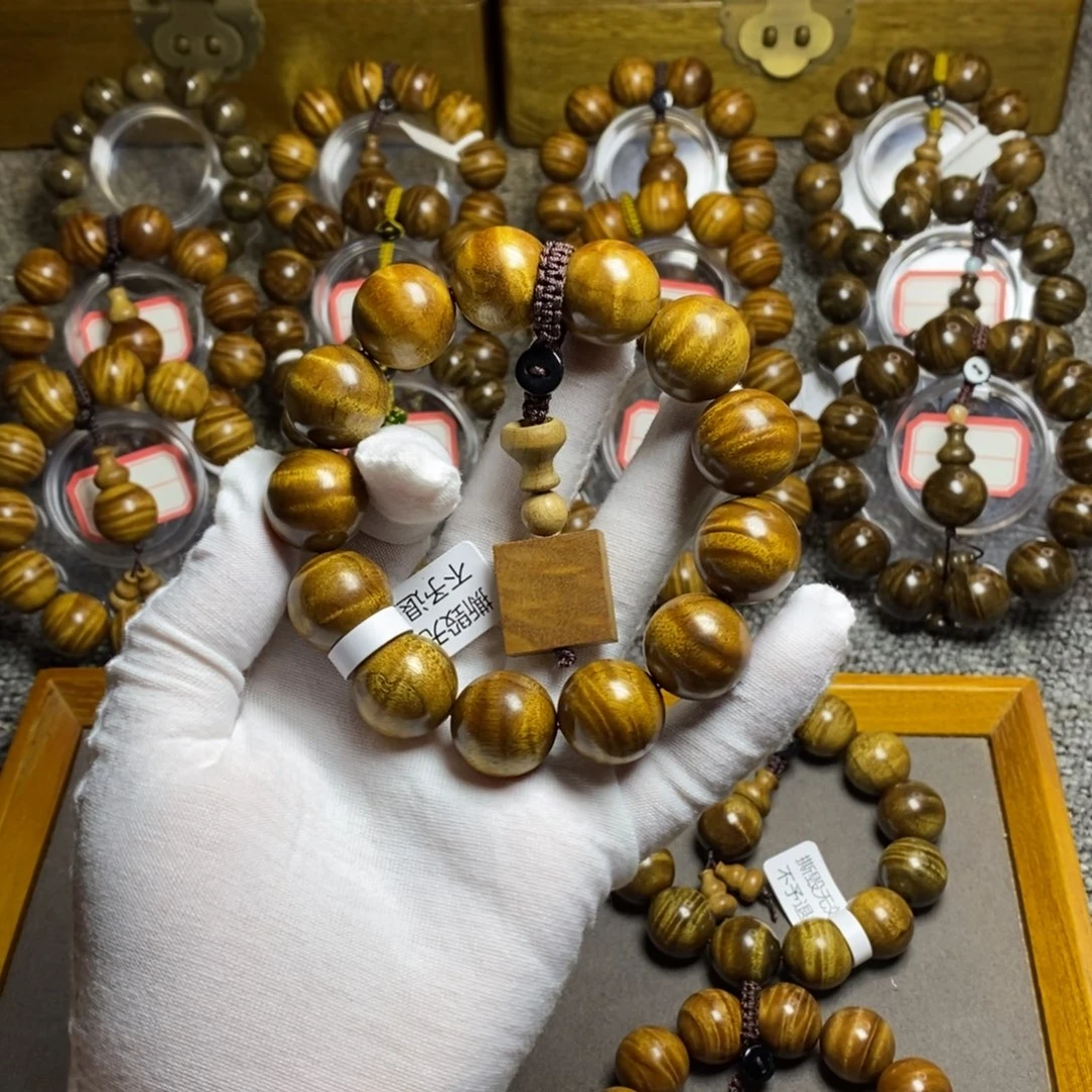 铁***达手串/手链楠木（金丝楠）枯木老料水波纹1.8