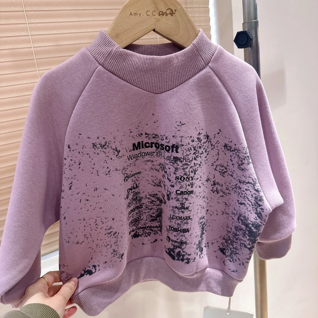 C3-3。77072橘子冬款一体绒男童时尚潮流个性卫衣