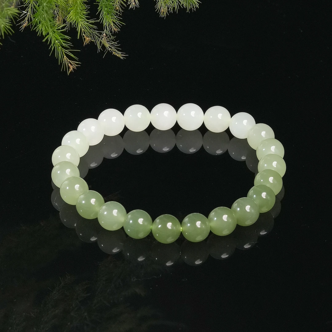 |和和美玉| 晴波 霭彩灵雀环 高冰晴水湖渐变手串 天然和田玉 8mm