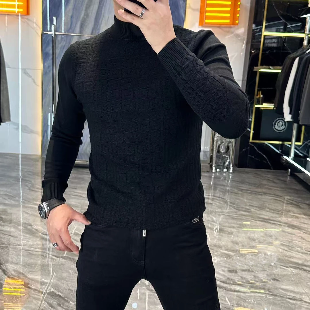 男士808回型纹百搭长袖打底衫毛衣