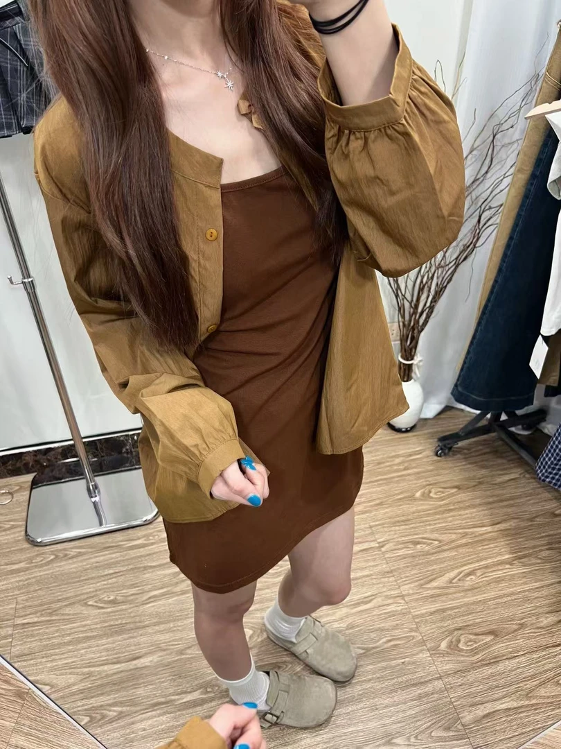 【小雨的店】夏季气质收腰身显瘦弹短款吊带裙套装1015