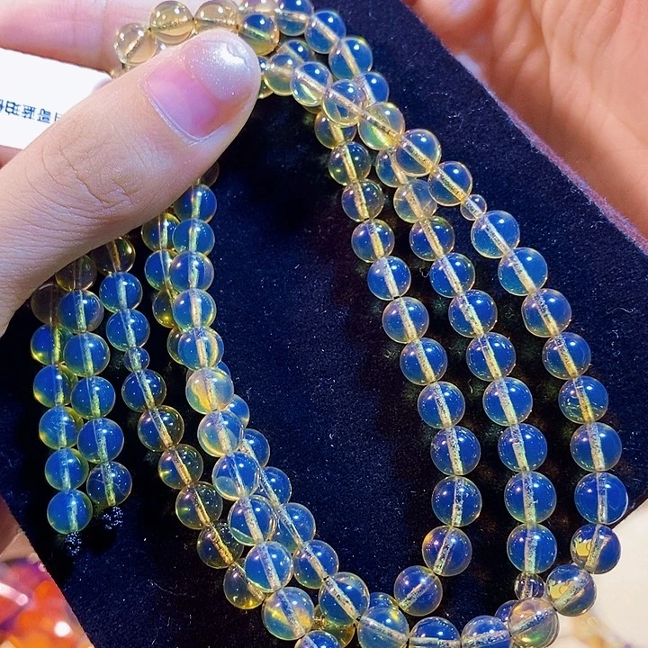 蓝珀未镶嵌珠宝奇石墨西哥蓝珀佛珠6