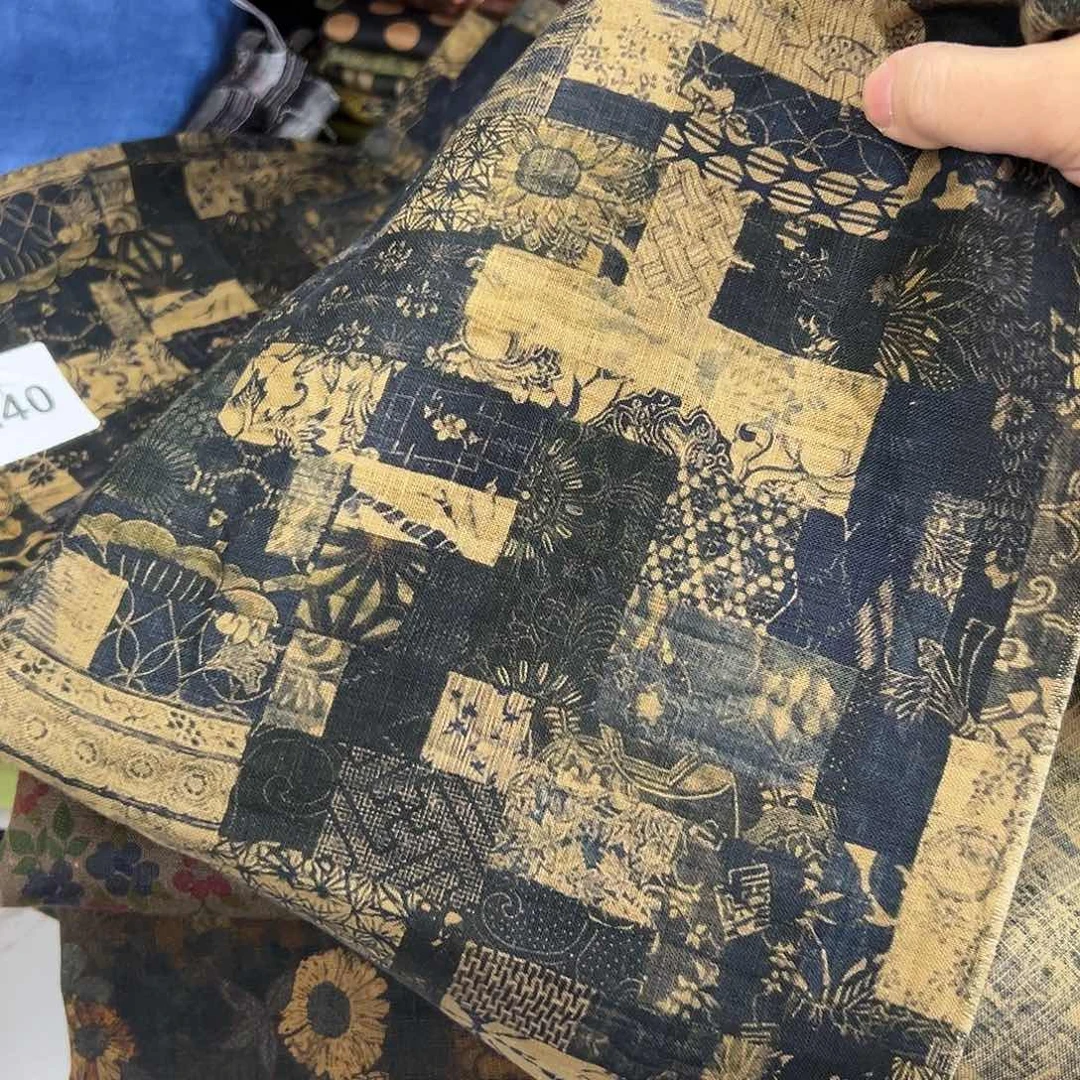 麻2米藏青色百家步香云纱亚麻