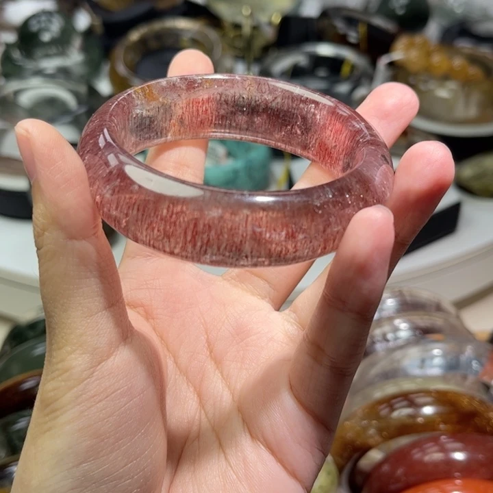 天然超七手镯未镶嵌水晶斯*丽