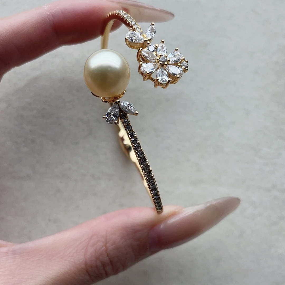 银S925镶嵌手镯77海水珍珠