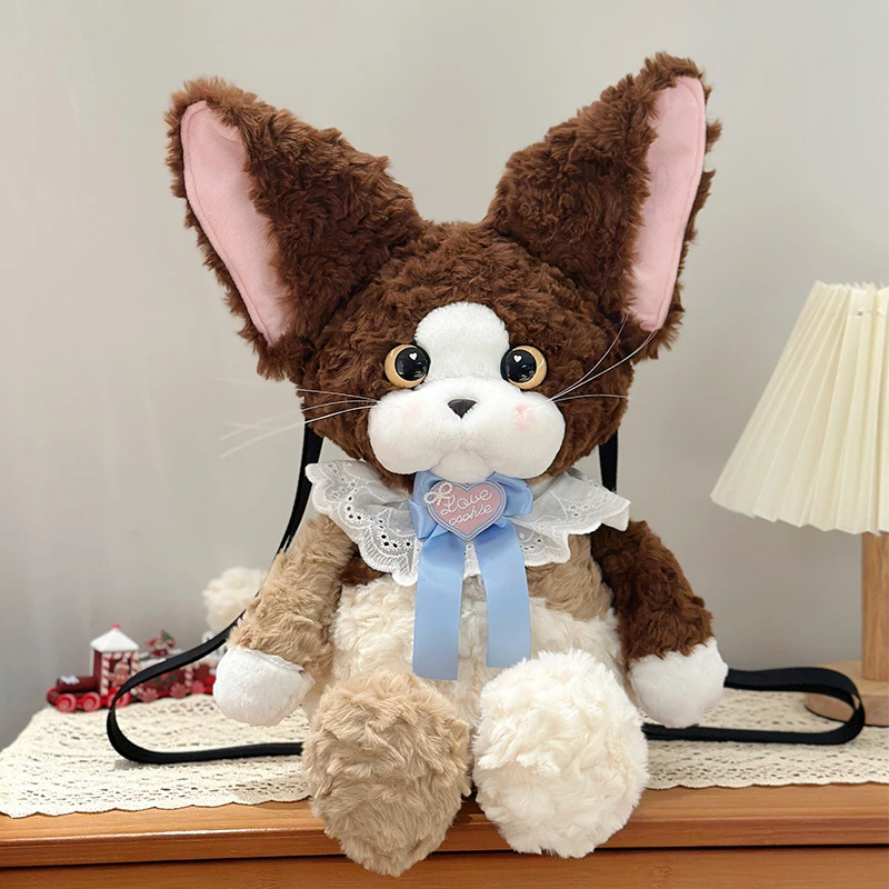 跑跑德文卷毛猫猫咪公仔生日抱枕毛绒玩具陪伴安抚女生玩偶双肩包