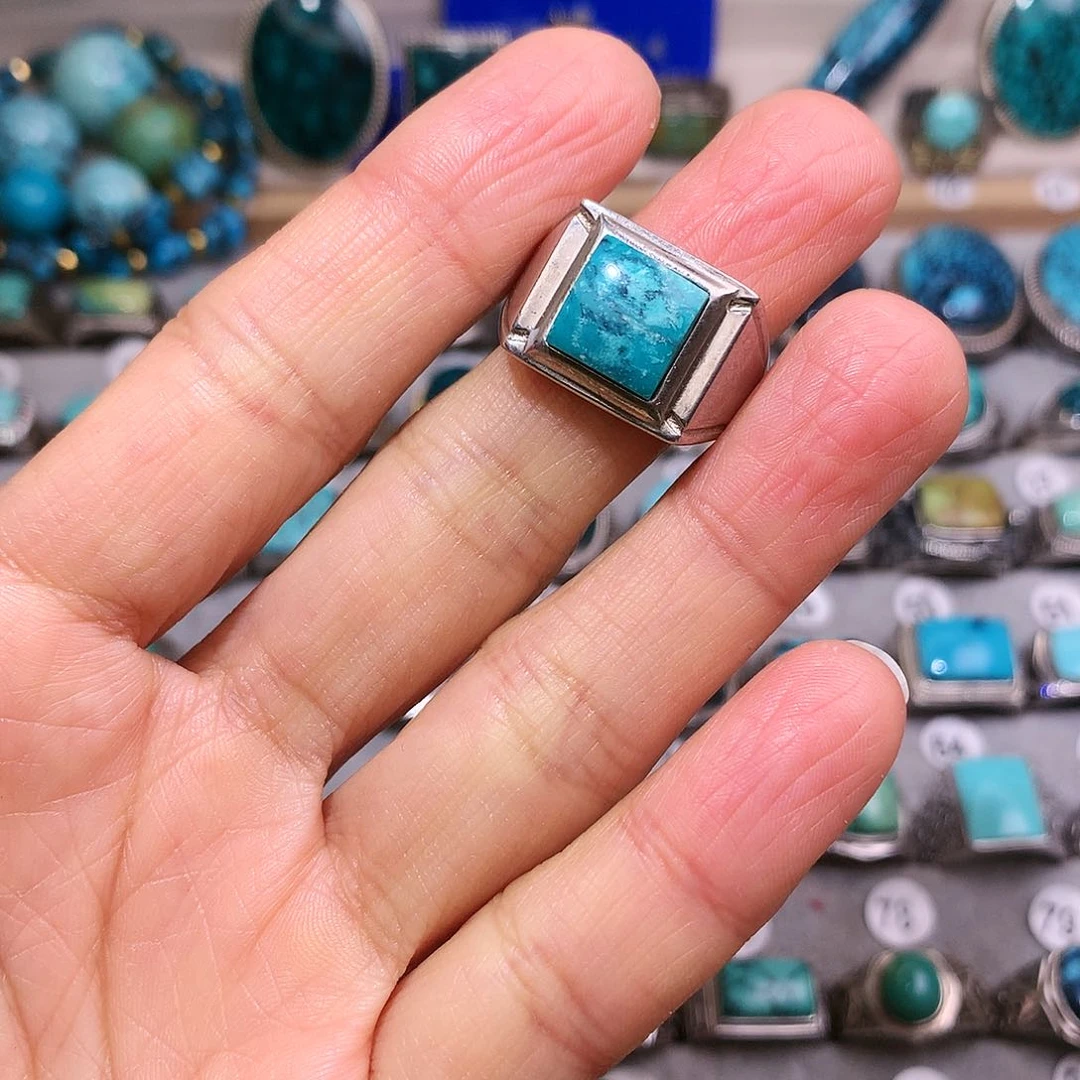 绿松石挂件银S925镶嵌