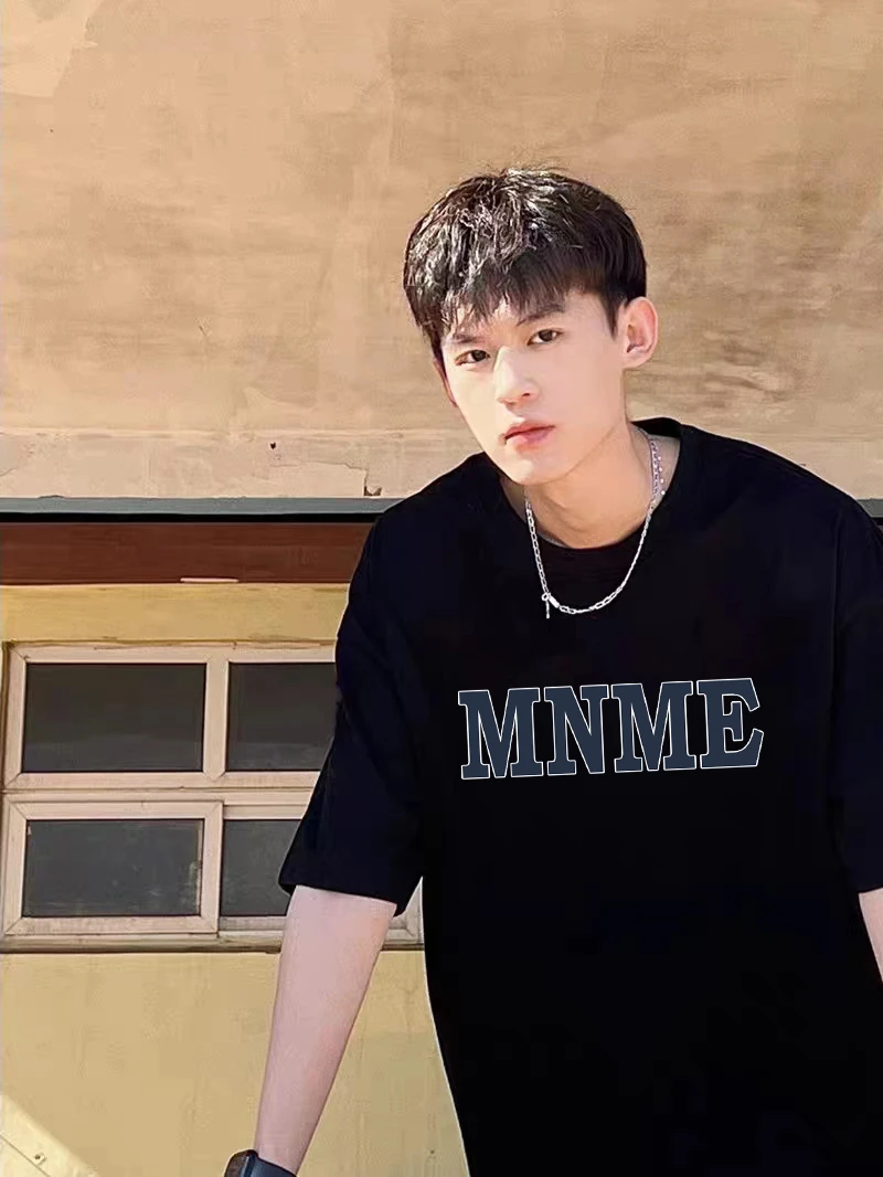 hiphop潮流美式休闲印花宽松个性圆领短袖t恤男夏季半袖百搭上衣