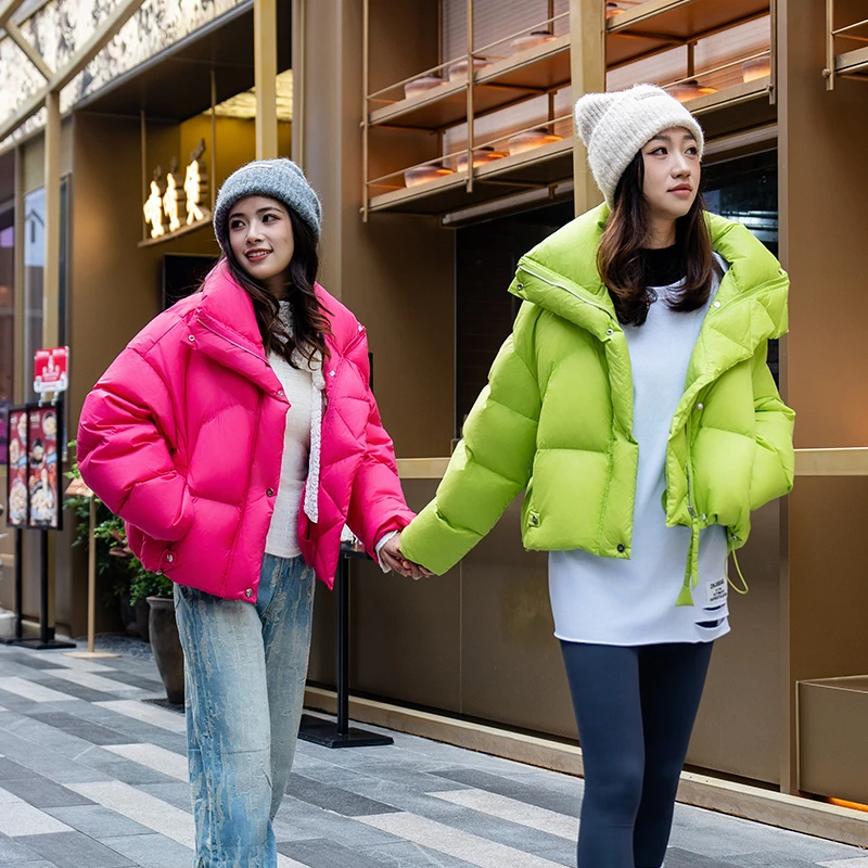 郭二姐加厚羽绒服女2024年冬季保暖面包服时尚白鸭绒外套休闲