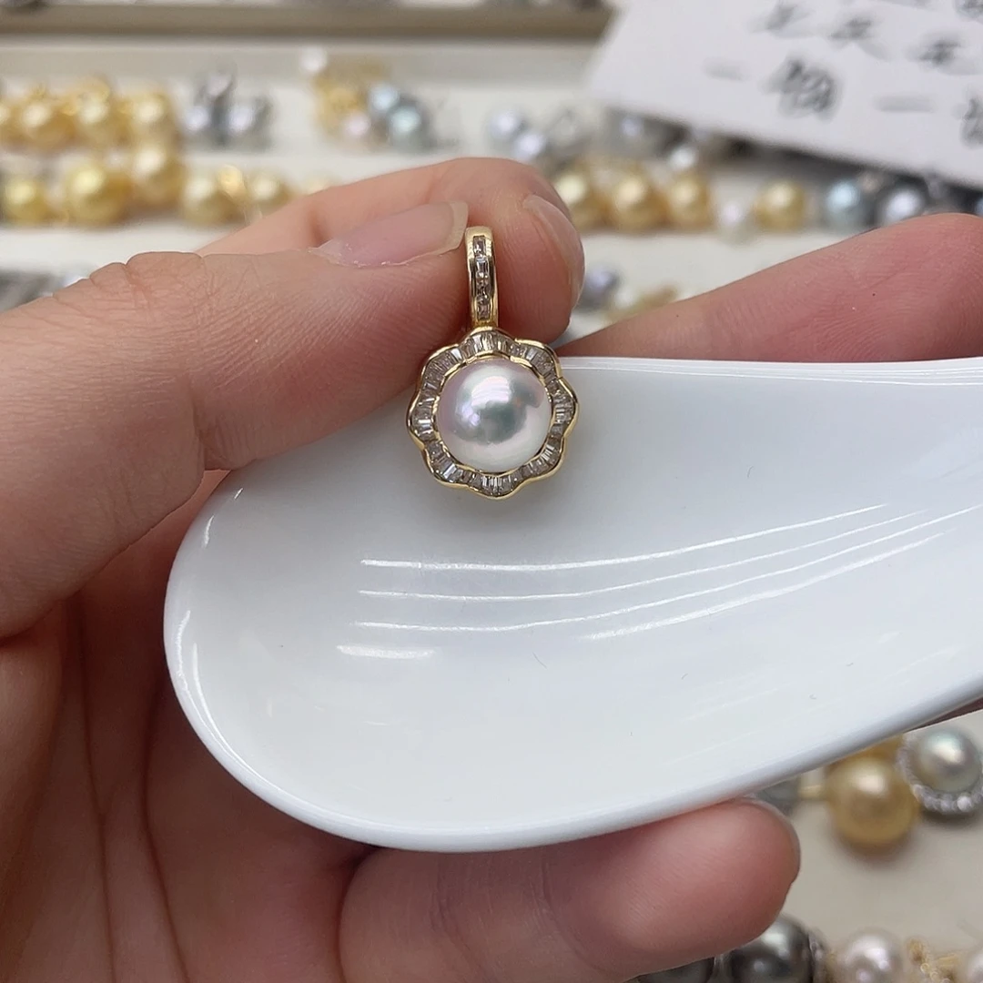 海水珍珠银S925镶嵌吊坠(不含链)