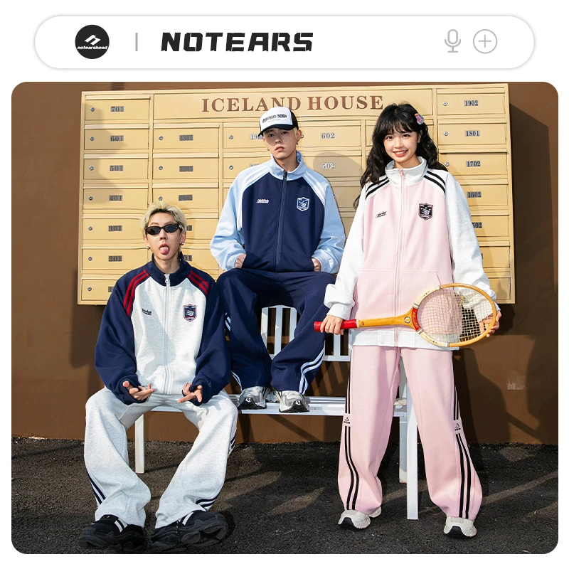 NOTEARS/没有眼泪 早春新款学院风美式卫衣休闲套装情侣同款TZ50