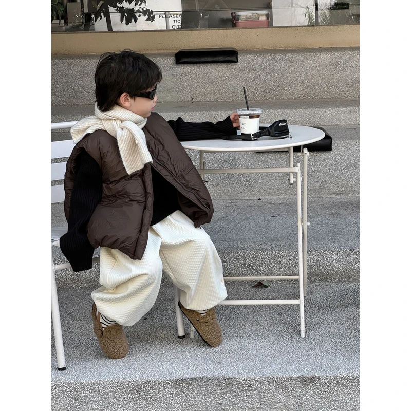 【糖】～儿童2025冬季新款韩版男童百搭简约加棉加厚坎肩背心潮