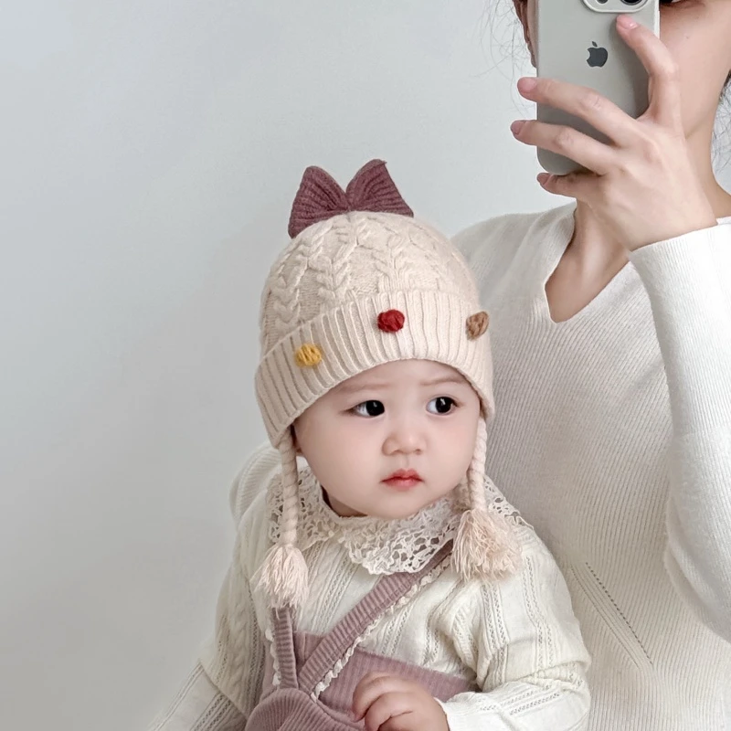 婴儿帽子秋冬季可爱防风保暖护耳帽婴幼儿女宝宝超萌毛线帽小月龄