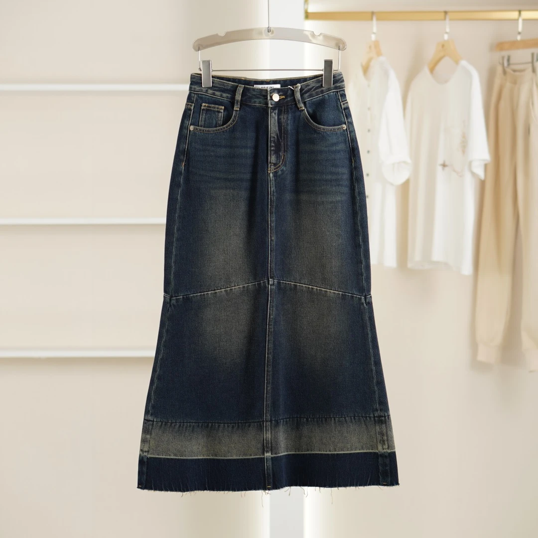 麦迪尚品【诗凡L】5042746 夏季时尚修身百搭牛仔长半裙品牌女装