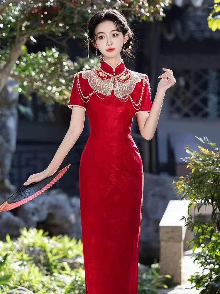 SYH红色订婚旗袍女新中式夏季性感日常旗袍新款改良年轻款118