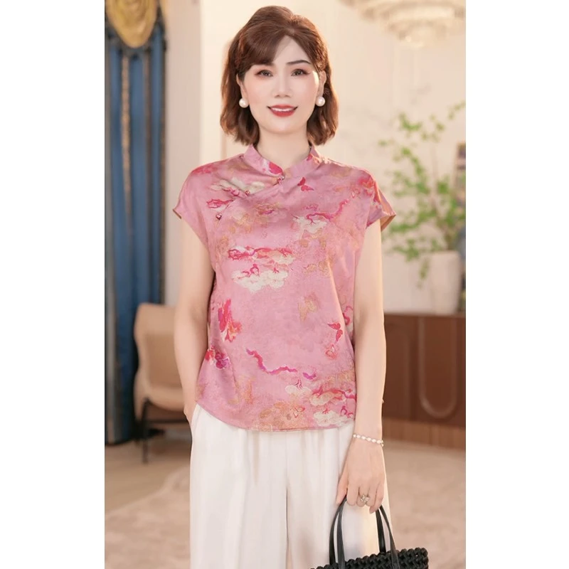 2025新款洋气中老年女装两件套中年妈妈国风夏装新中式上衣服套装