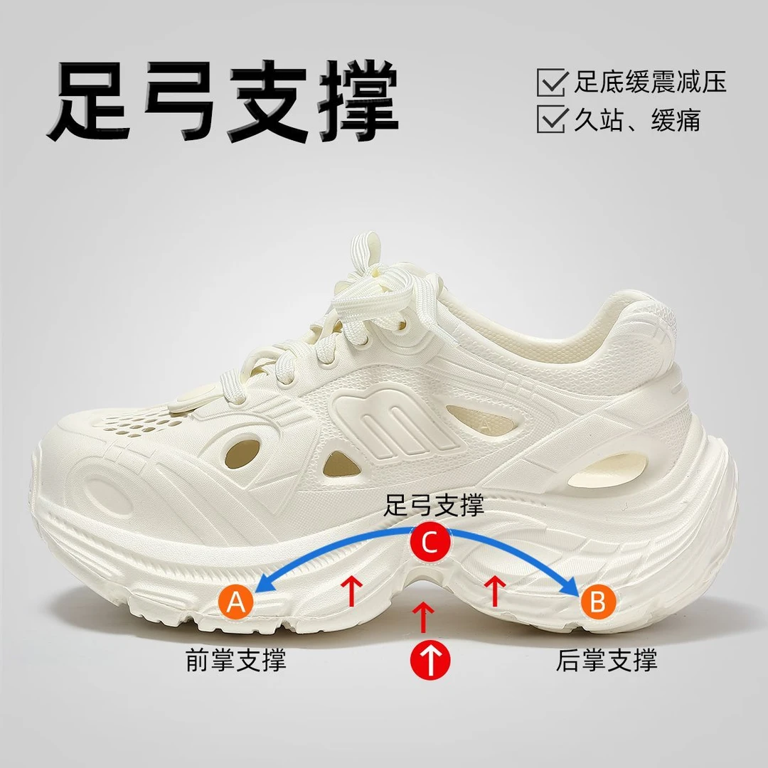 男款足弓支撑洞洞鞋外穿2025新款厚底eva防滑不累脚老爹鞋凉鞋