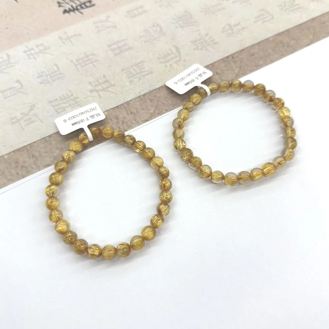 【小宝珠宝】4 T85885-金钛晶手串-多样性发一件-6mm