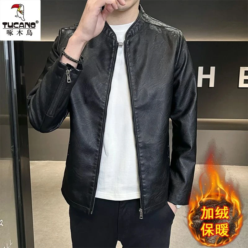 TUCANO/啄木鳥正品秋冬男装立领皮衣时尚百搭防风休闲皮夹克外套