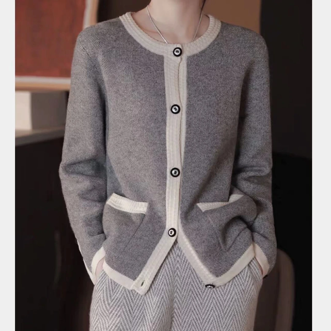 涵玖玥【100羊毛】黑扣小香外套轻奢感气质高级外套上衣孤01-5007