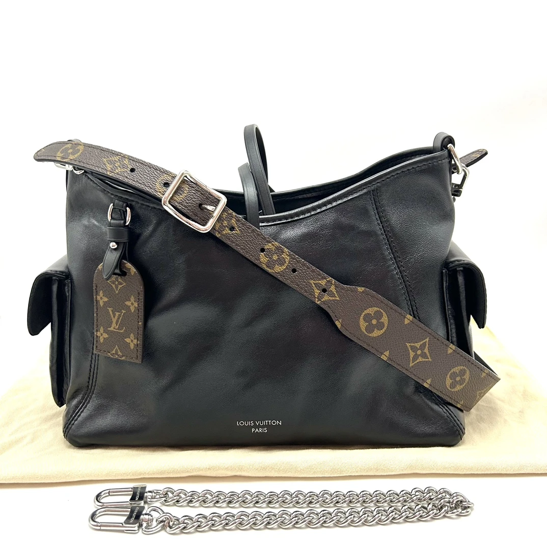 95新 LouisVuitton/路易威登 carryallbb黑武士小号单肩包 72153