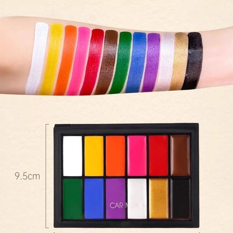 卡梅拉12色人体彩绘膏颜料儿童节舞台妆万圣节戏剧京剧小丑妆容