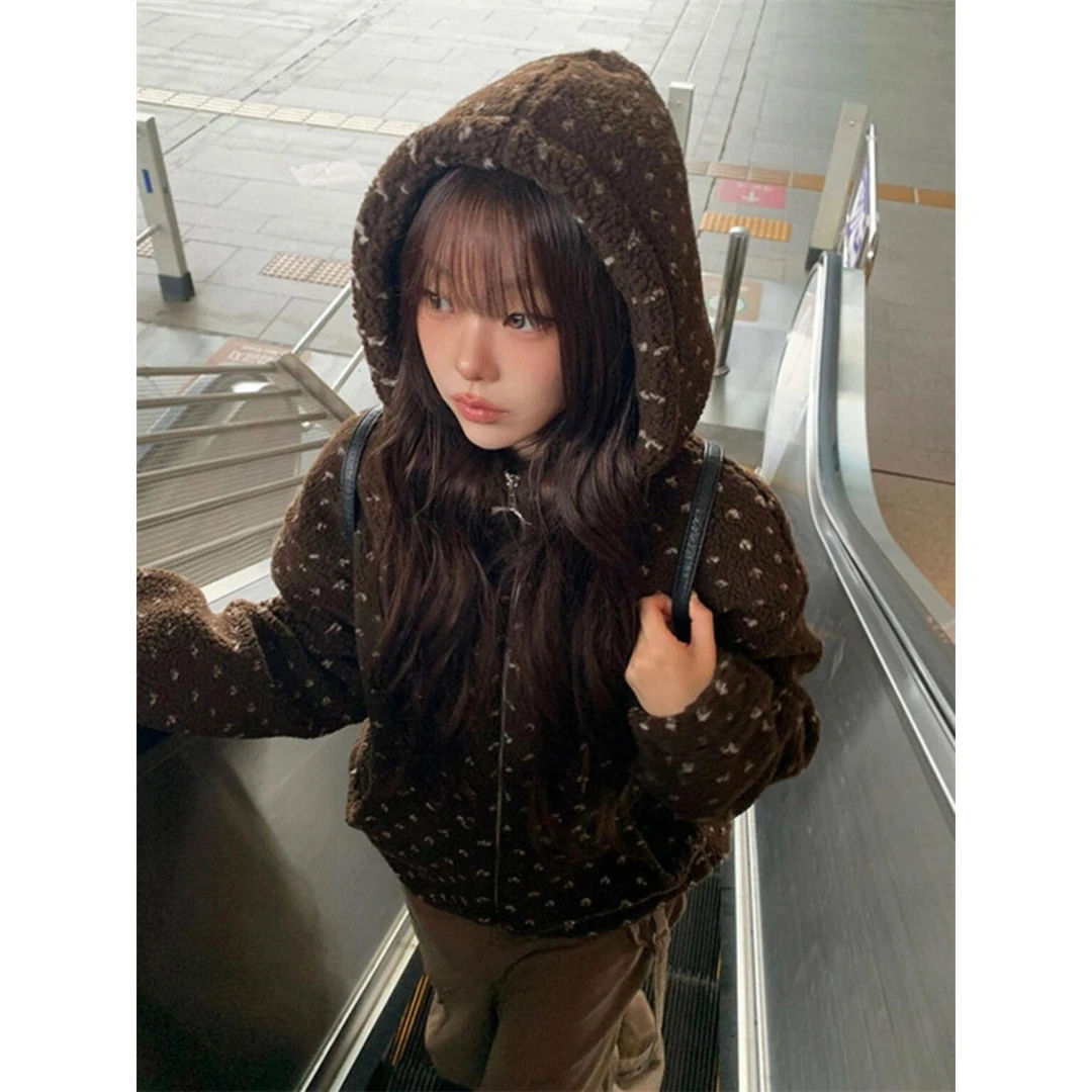 原版羊毛绒-【广州工厂】拼接羊羔毛外套女春秋冬宽松休闲百搭上