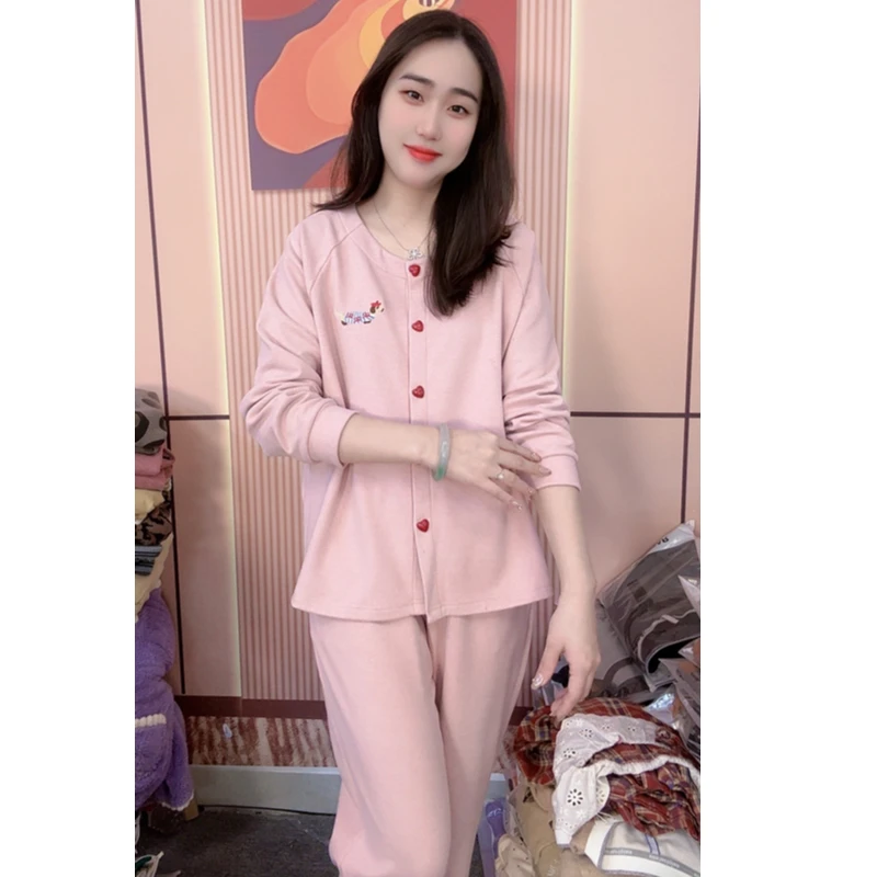 睡衣女冬季新款羊绒长袖长裤韩版甜美时尚家居服套装（冬眠小狗）