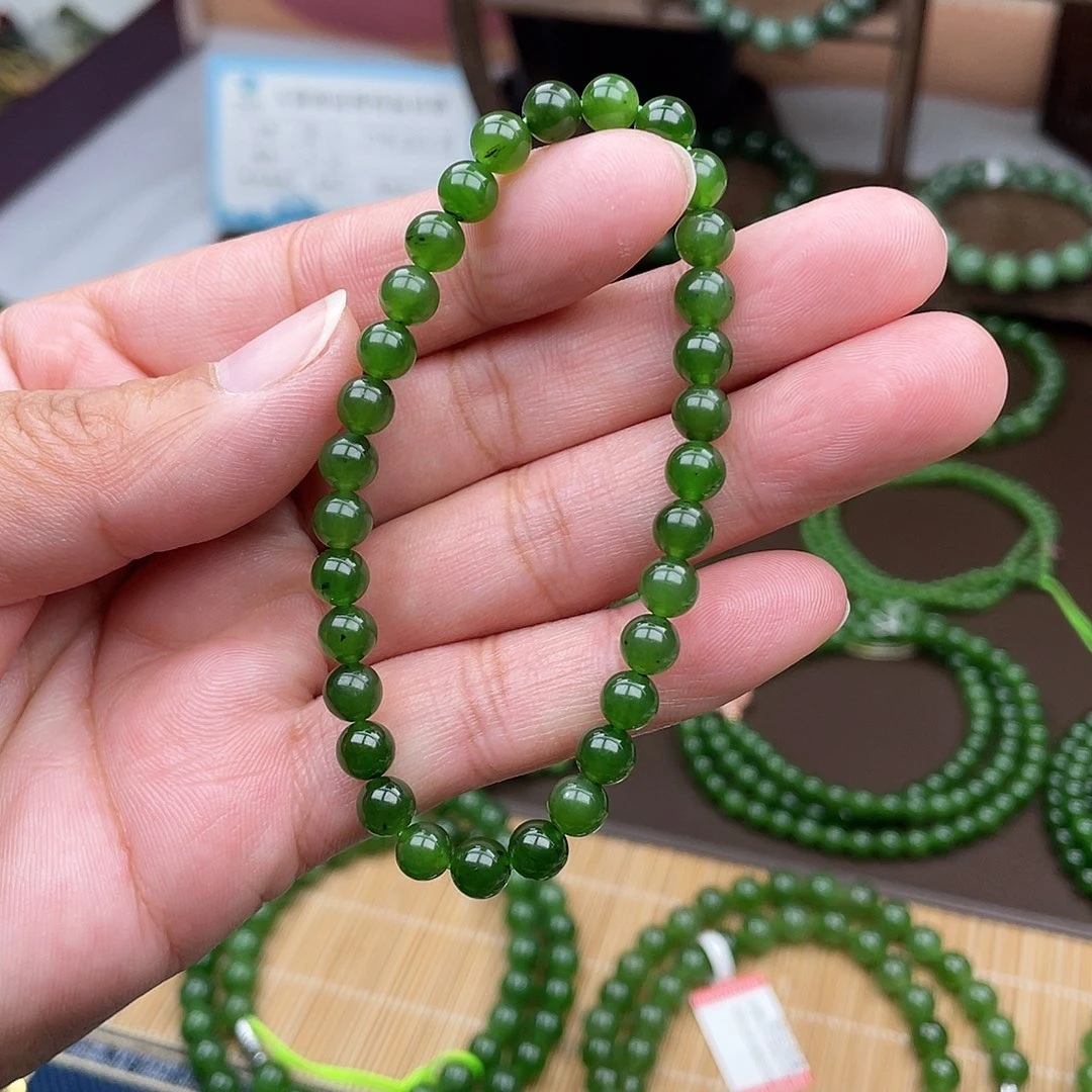 和田玉未镶嵌手链菠菜绿卡5.8原价399漏价99
